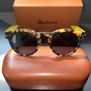 Illesteva Leonard - Custom Sunglasses - Matte Tortoise/Translucent Yellow Frame